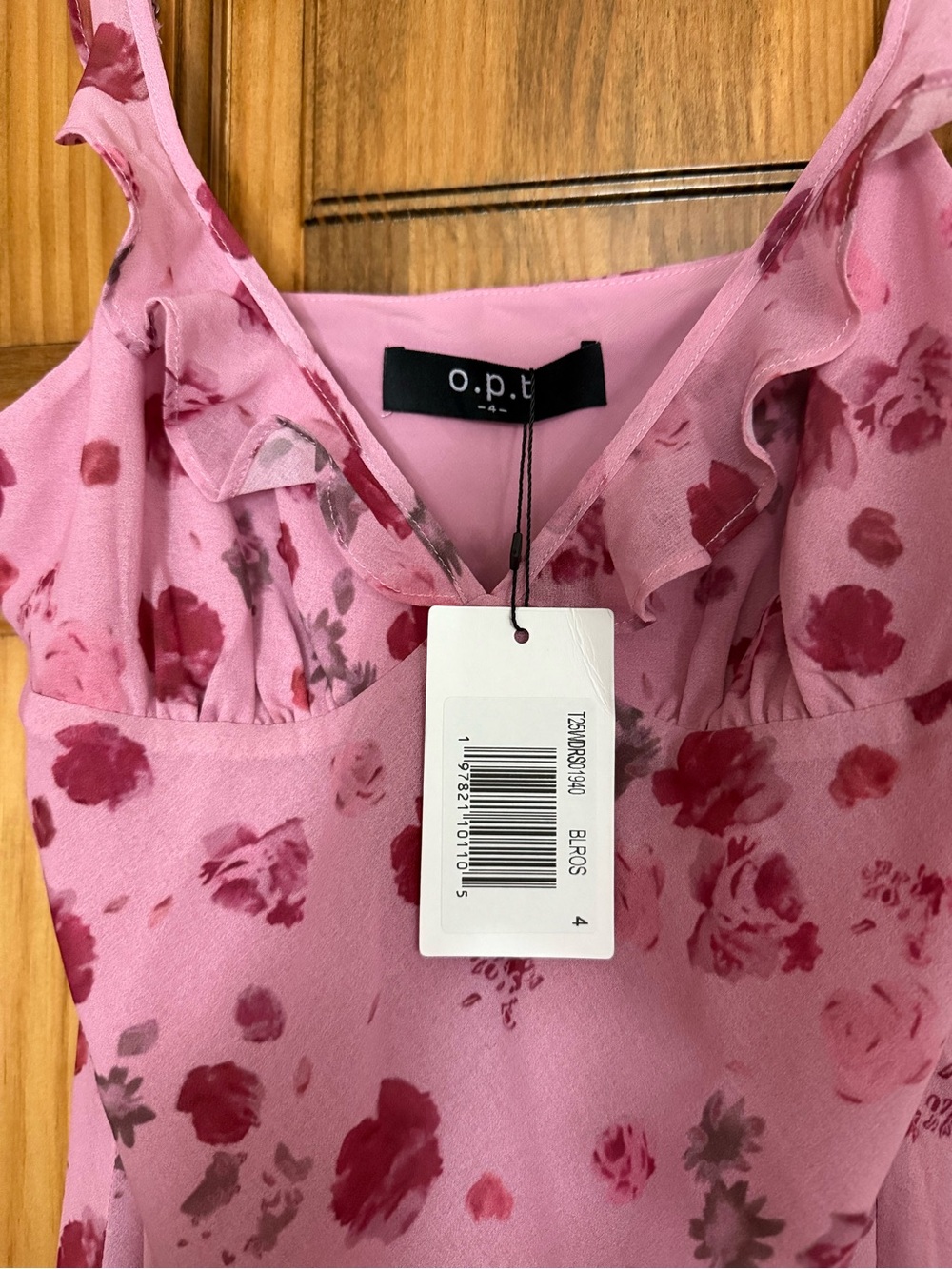 Pink Floral Maxi Slip Dress with Ruffle Straps - Picture 3 of 3